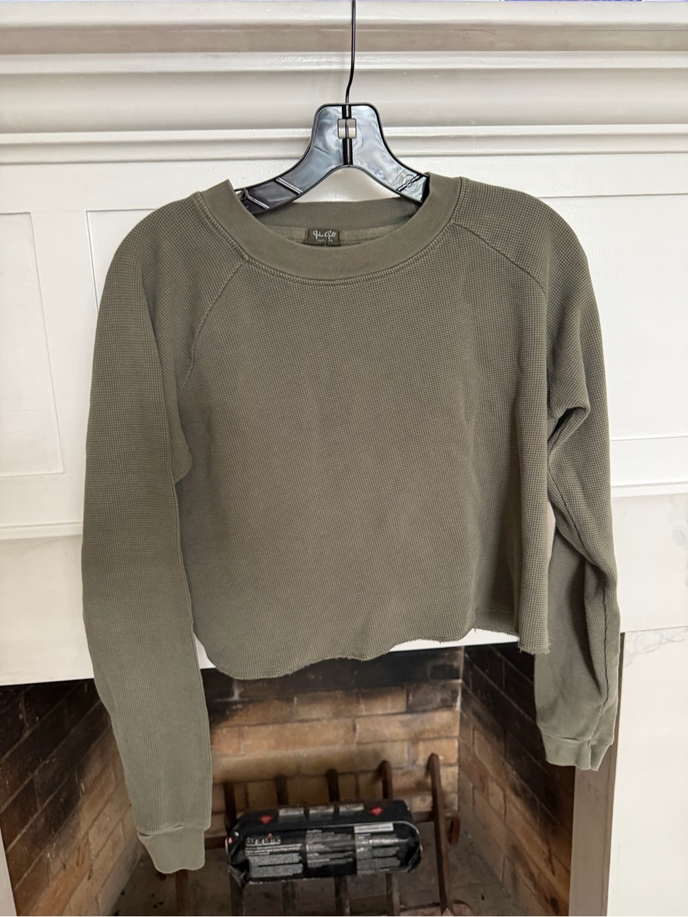 Brandy Melville Olive Waffle Knit Cropped Top